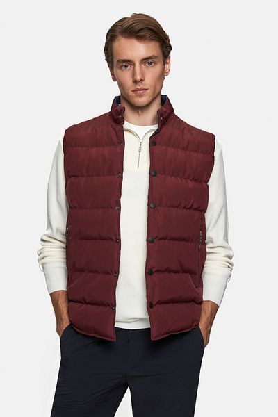 Twn Slim Fit Claret Red Plain Vest Coat