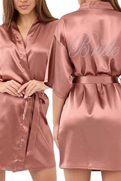 ZENCHES Mini rochie din satin cu centură scrisă de mireasă - confortabilă, pe...