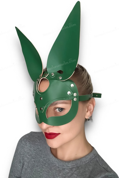 Sofya Passion Fancy Mask with Ears in Leather Look, Costume Accessory