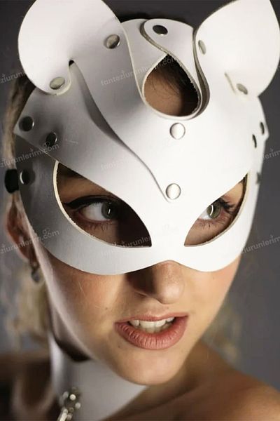 Sofya Passion Naughty Cat Ear Leather Look Leather Mask, Role Play Costume Accessory