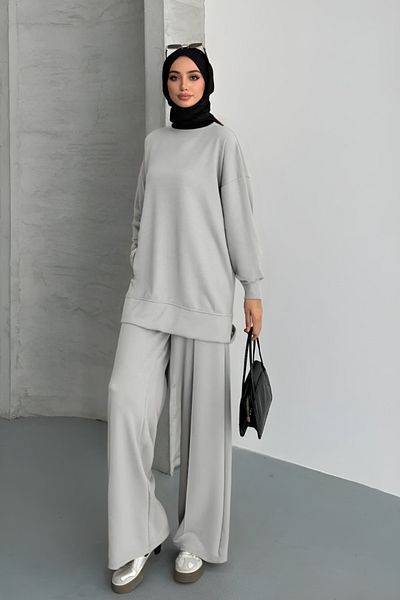 adba style Women's Modal Combed Cotton Oversize Hijab Tunic Set 4028
