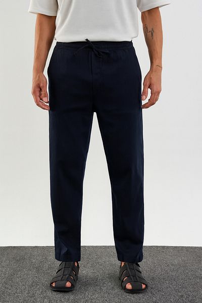 Redline Karalyan Men's Comfort Fit Relaxed Fit Cotton Trousers Navy Blue