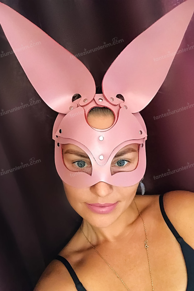 Sofya Passion Sexy Bunny Eared Leather Look Fancy Mask, Costume Accessory, Sexual Games