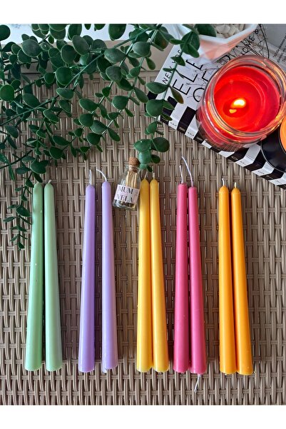 MUM Vela 2’li Renkli Kokulu Şamdan , Dekoratif Uzun ,