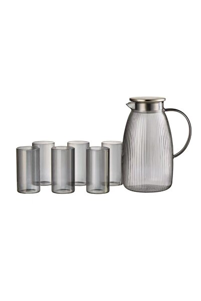 Perotti Savio Çizgi Füme 7 Parça Bardak ve Sürahi Set