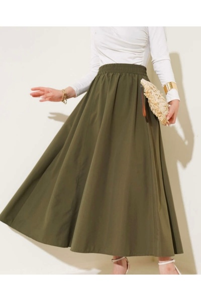 PALMİYE GİYİM Women's Elastic Waist Pocket Skirt
