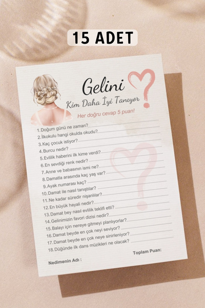 Metranya Gelini Kim Daha İyi Tanıyor 15 Adet Bride To Be Soru Kartları Bekarl...