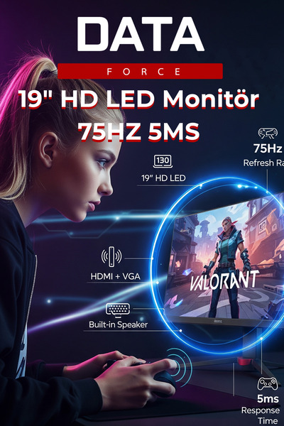 DataForce 19" 75HZ 5MS HDMı+VGA SESLİ HD LED MONİTÖR