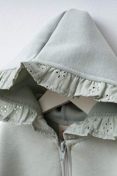 Minipodyum Hooded Heart Detailed Pocket Baby Girl Top and Bottom Set