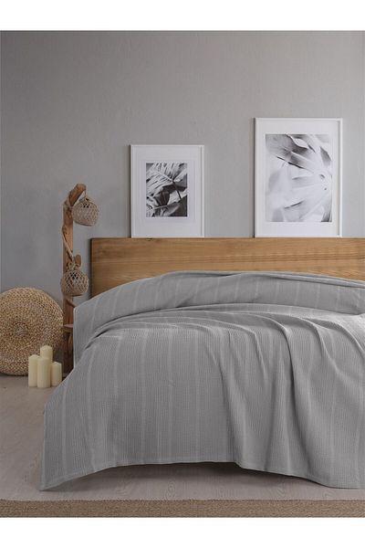 Sevim Double Waffle Pike 210X230Cm, 100% Cotton, Honeycomb Design, Gray