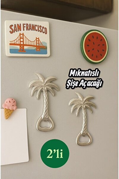 iQey Home 2 قطعة فتاحة زجاجات على شكل نخلة مغناطيسية فضية