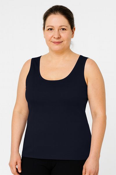 HNX Navy Blue Cotton Plus Size Thick Strap Women's Undershirt