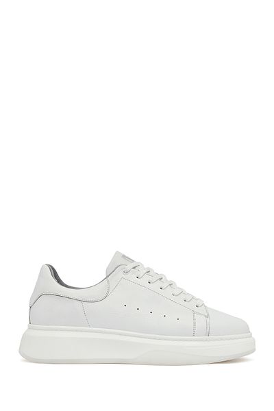 Derimod Men's White Lace-Up Thick Sole Leather Sneaker 25Wfd675318