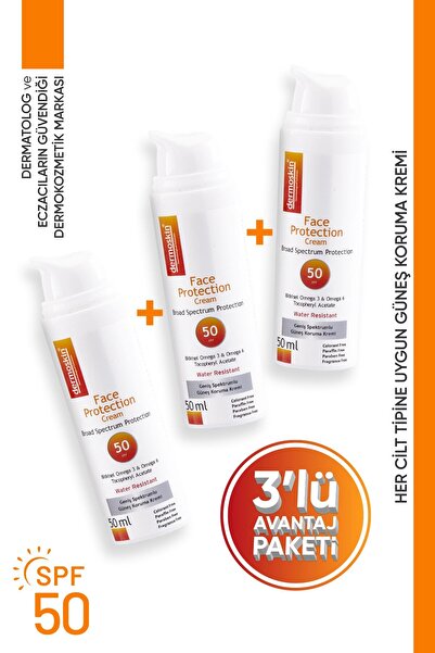 Dermoskin Face Protection Güneş Koruyucu Spf50 50ml 3'lü Avantaj Paketi