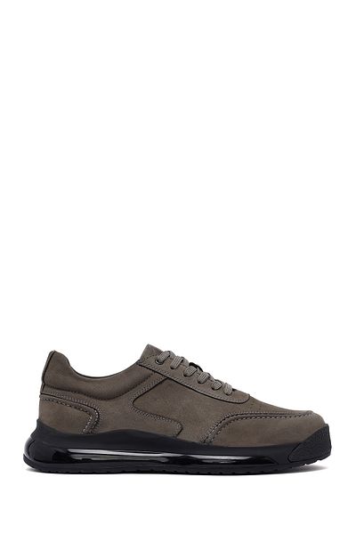 Derimod Men's Gray Lace-Up Thick Sole Nubuck Leather Sneaker 25Wfd6114V3