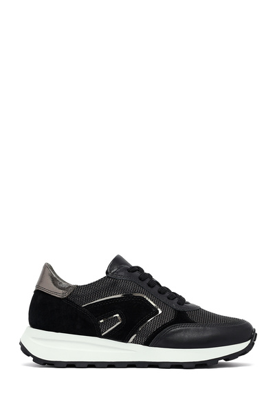 Derimod Women's Black Lace-Up Thick Sole Leather Sneaker 25Afd370614