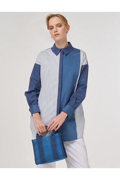 KYR Button Detailed Cotton Tunic Indigo
