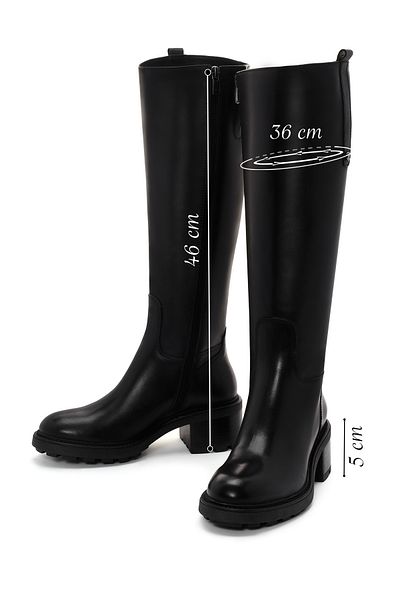 Derimod Women's Black Zippered Short Heeled Leather Boots 25Wfd280918