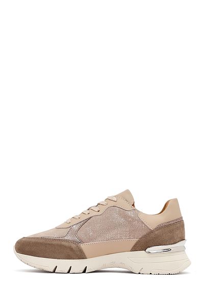 Derimod Women's Mink Lace-Up Thick Sole Leather Sneaker 25Afd371014