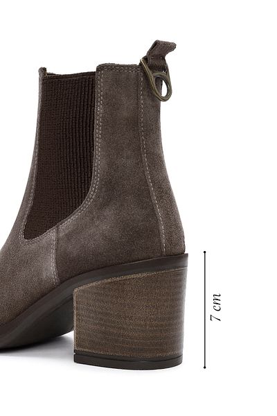 Derimod Women's Mink Heeled Suede Leather Cowboy Boots 25Wfd200610
