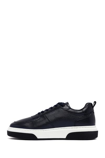 Derimod Men's Navy Blue Lace-Up Thick Sole Leather Sneaker 25Wfd6408Ft
