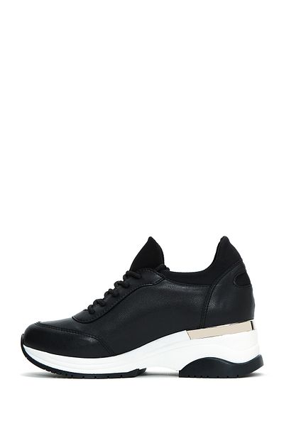 Derimod Women's Black Lace-Up Wedge Heeled Sneaker 25Afe220114
