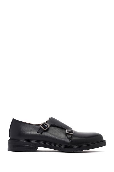 Derimod Men's Black Buckle Leather Casual Shoes 25Wfd725018