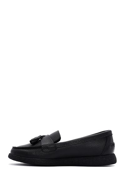 Derimod Women's Black Tasseled Leather Comfort Loafer 25Afd1502Ft