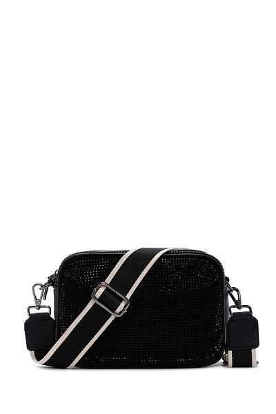 Derimod Women's Black Long Strap Stone Mini Crossbody Bag 25Abd2409Ts