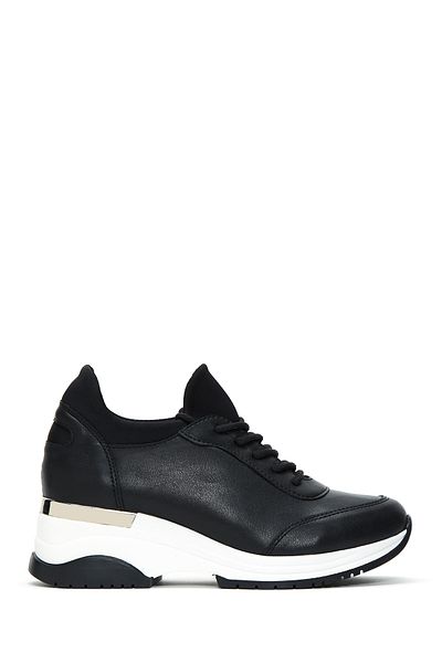 Derimod Women's Black Lace-Up Wedge Heeled Sneaker 25Afe220114