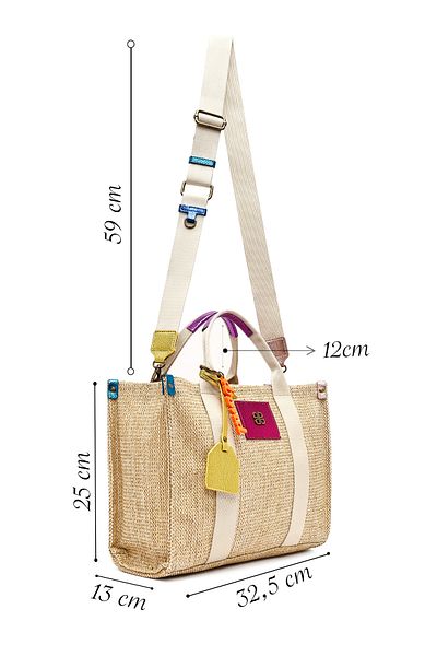 Derimod Women's Beige Long Strap Straw Shoulder Bag 25Sbd2441M7