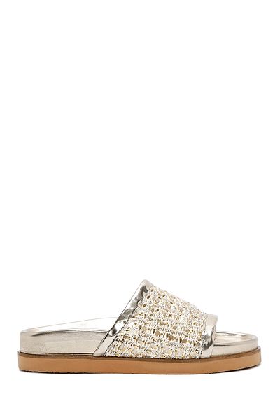 Derimod Women's Gold Braided Slippers 25Sfe210329