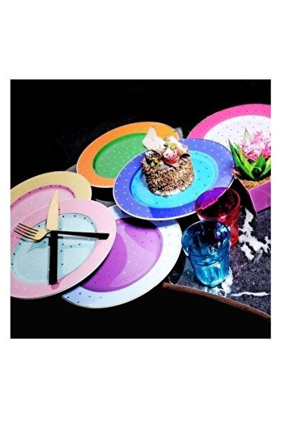 Kosova 6 Colors Polka Dot 6 Piece Cake Plate 21cm