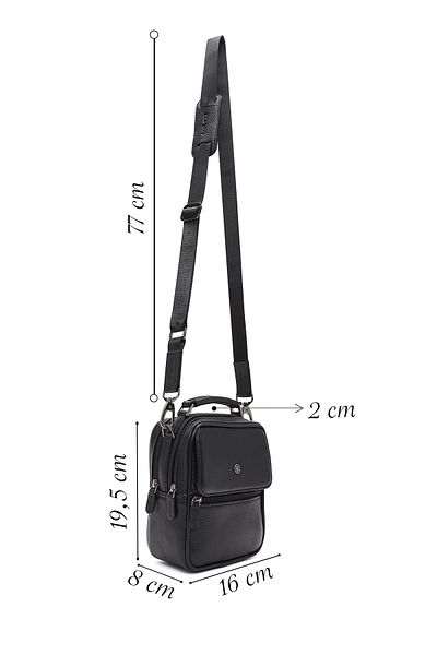 Derimod Men's Black Long Strap Leather Handbag 24Wbd3403Ft