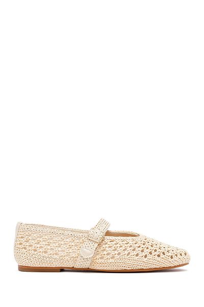 Derimod Women's Beige Straw Ballerinas 25Sfd551029