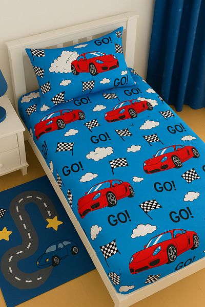 sehra Single Cotton Fitted Sheet + 1 Pillowcase Set Quality Durable Children's Pattern Set