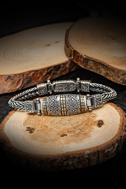 ALYANSEVİM Yeni Tasarım Elişi 925 Ayar Gümüş Erkek Bileklik