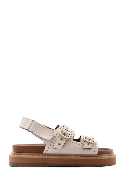 Derimod Women's Cream Buckle Thick Sole Sandals 25Sfe400718