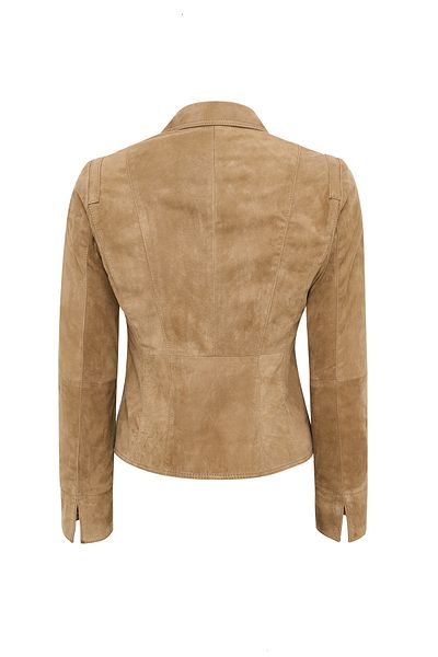 Derimod Lara Women's Camel Short Suede Leather Jacket 24Wge 588110