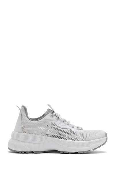 Derimod Women's White Lace-Up Thick Soled Fabric Sneaker 25Sfe48576F