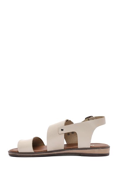 Derimod Women's Cream Buckle Genuine Leather Bodrum Sandals 25Sfd333418