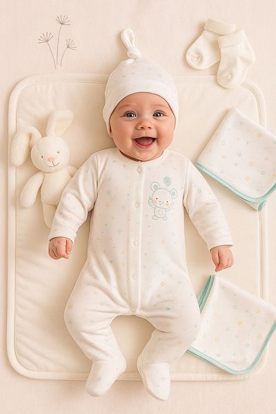 Ozz Baby Baby & Newborn Balloon Theme 10-Piece Hospital Exit & Zibin Set (Premium Series)