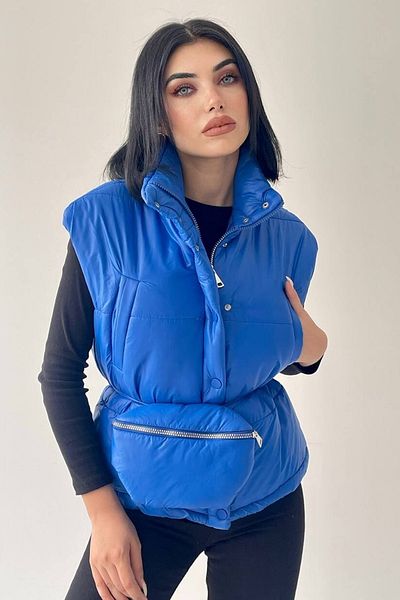 lovebox Women's Blue Inflatable Vest with Bag Gift and Pocket Detail 201