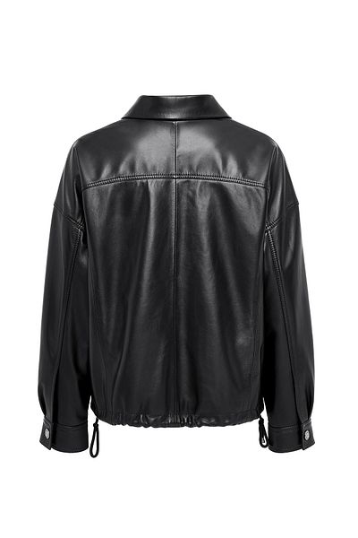 Derimod Susan Women's Black Oversize Leather Jacket 24Wge52741M