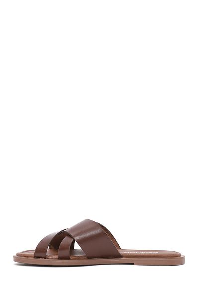 Derimod Women's Brown Leather Slippers 25Sfd 332918