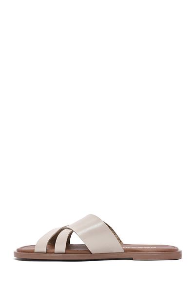 Derimod Women's Cream Leather Slippers 25Sfd 332918