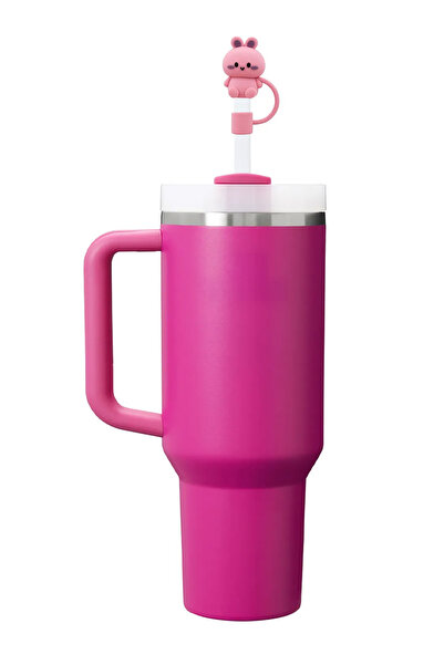 Kelira Quencher Uyumlu Pembe Ayıcık Aksesuar / Pipet Koruyucu / Silikon Pipet Ucu Kapak / 10mm Pipet Uyumlu