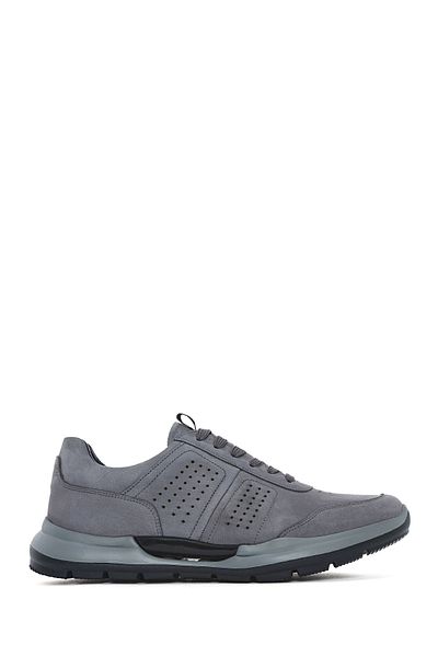 Derimod Men's Gray Lace-Up Nubuck Leather Casual Shoes 25Sfd6413V3