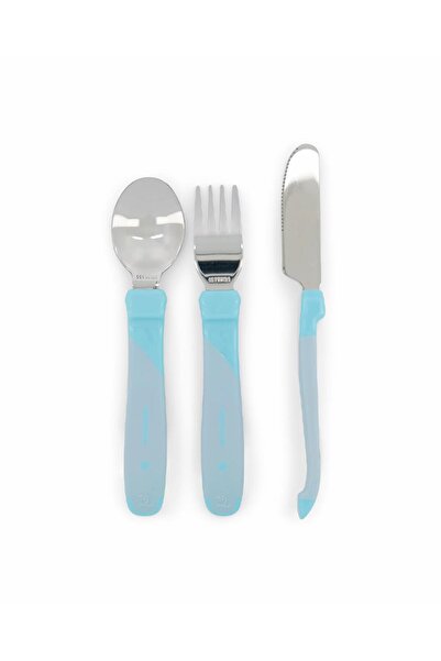 Twistshake طقم ملاعق شوكة للأطفال من الفولاذ المقاوم للصدأ باللون الأزرق مكون...