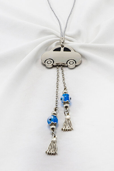 biuti El Yapımı Cam Nazar Boncuk Püsküllü Çelik Araba Figürlü Araç Dikiz Ayna...